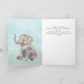 ファンタジーなお花の赤ちゃん象の誕生日カード カード (内部)