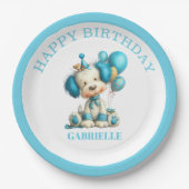 ファンタジーなお茶色の誕生日 ペーパープレート (正面)