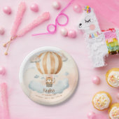 ファンタジーなかわいいトラの熱気球 1歳の誕生日 ペーパープレート (パーティー)