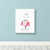 ファンタジーなウサギの花の森の保育園の装飾 キャンバスプリント (インサイチュ (ウッドフロア))