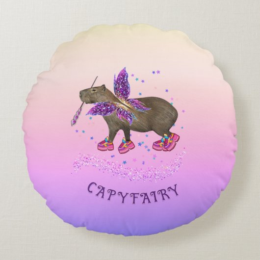 ファンタジーなカピバラの魔法 ラウンドクッション (正面)