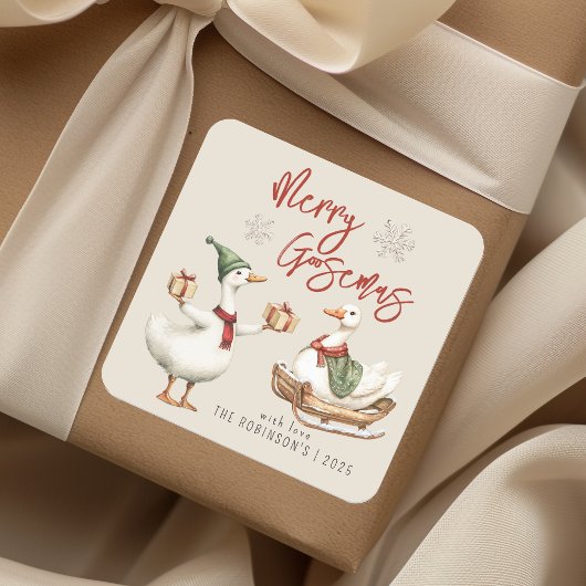 ファンタジーなガチョウのクリスマスギフト スクエアシール