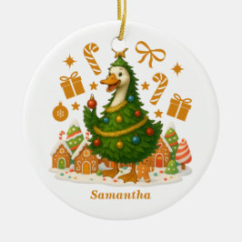 ファンタジーなガチョウのクリスマスツリー | ホリデー セラミックオーナメント