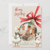 ファンタジーなガチョウの写真クリスマス シーズンカード (正面)