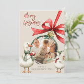 ファンタジーなガチョウの写真クリスマス シーズンカード (スタンド正面)