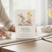 ファンタジーなキノコの庭のうさぎの1歳の誕生日  招待状
