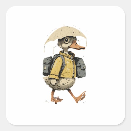 ファンタジーなキャラクターのアヒル スクエアシール (正面)