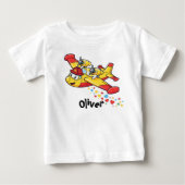 ファンタジーなキャラクターの消防飛行機 ベビーTシャツ (正面)