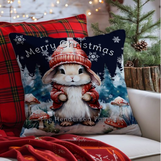 ファンタジーなクリスマスうさぎの名入れ クッション
