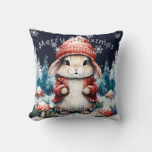 ファンタジーなクリスマスうさぎの名入れ クッション (正面)