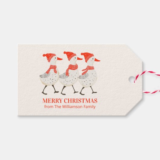 ファンタジーなクリスマスのアヒル カスタムクリスマス ギフトタグ (正面(横))