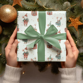 ファンタジーなクリスマスのネズミのラッピングペーパー ラッピングペーパー