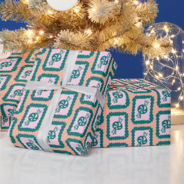 ファンタジーなクリスマスキャンディ かわいい 明るい ホリデー ラッピングペーパー