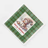 ファンタジーなクリスマススノーマンの編集可能なナプキン (コーナー)