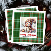 ファンタジーなクリスマススノーマンの編集可能なナプキン