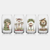 ファンタジーなクリスマス森林動物 ガラス缶 (正面)