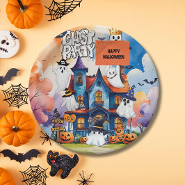 ファンタジーなゴーストパーティキッズハロウィン ペーパープレート