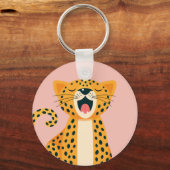 ファンタジーなサファリの動物、あくびをするチーターのキャラクター キーホルダー (正面)