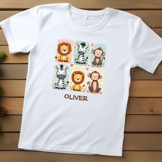 ファンタジーなサファリ動物の落書き トドラーTシャツ