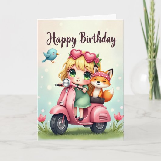 ファンタジーなスクーターの誕生日カード カード (正面)