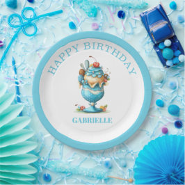 ファンタジーなティール色の誕生日 ペーパープレート