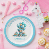 ファンタジーなティール色の誕生日 ペーパープレート (パーティー)