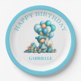 ファンタジーなティール色の誕生日 ペーパープレート