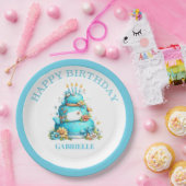ファンタジーなティール色の誕生日 ペーパープレート (パーティー)