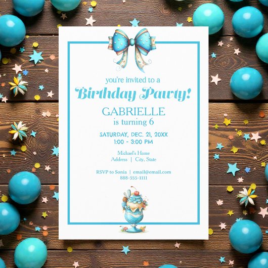ファンタジーなティール色の誕生日 招待状