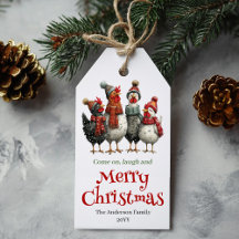 ファンタジーなニワトリ クリスマスギフトタグ 編集可能