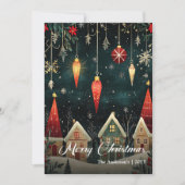 ファンタジーなノスタルジックなクリスマスシーンカードテンプレート シーズンカード (正面)