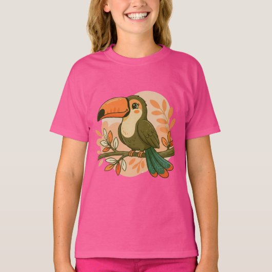 ファンタジーなパステルカラーのオオハシ Tシャツ (正面)