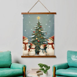 ファンタジーなパッチワークのクリスマステディベア 吊り下げ型タペストリー