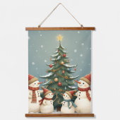 ファンタジーなパッチワークのクリスマステディベア 吊り下げ型タペストリー (正面)