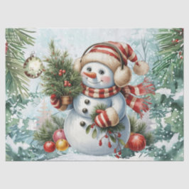 ファンタジーなビンテージ デコパージュ クリスマス スノーマン 薄葉紙