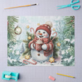 ファンタジーなビンテージ デコパージュ クリスマス スノーマン 薄葉紙 (クラフト)