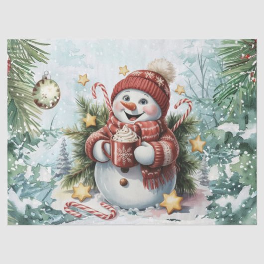 ファンタジーなビンテージ デコパージュ クリスマス スノーマン 薄葉紙 (正面)