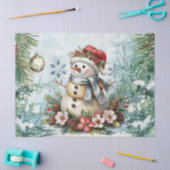 ファンタジーなビンテージ デコパージュ クリスマス スノーマン 薄葉紙 (クラフト)