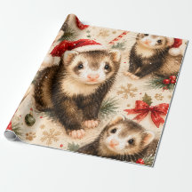 ファンタジーなフェレットのクリスマスギフト包装紙