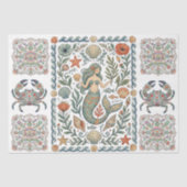 ファンタジーなフォークアートの花柄マーメイドコラージュ 薄葉紙 (正面)