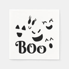ファンタジーなブーおばけフェイス かわいいハロウィンデザイン スタンダードカクテルナプキン