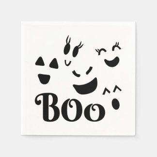 ファンタジーなブーおばけフェイス かわいいハロウィンデザイン スタンダードカクテルナプキン