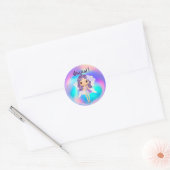ファンタジーなプリンセスと妖精の誕生日 ラウンドシール (封筒)
