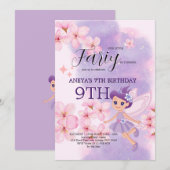 ファンタジーなプリンセス・妖精の誕生日パーティー 招待状 (正面/裏面)