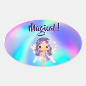 ファンタジーなプリンセス+妖精の誕生日 楕円形シール (正面)