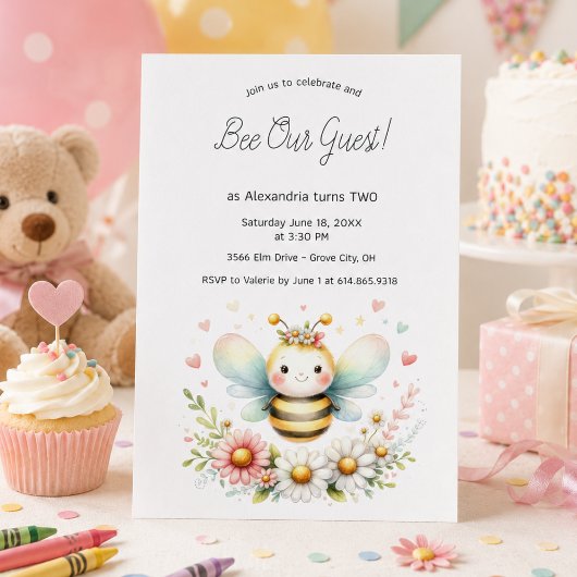 ファンタジーなマルハナバチの誕生日パーティー 招待状