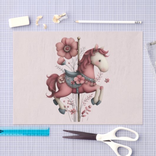 ファンタジーなメリーゴーラウンドの馬の画像 薄葉紙 (クラフト)