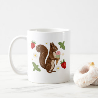 ファンタジーなリスアイスクリームイチゴボタニカル コーヒーマグカップ