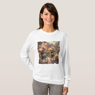 ファンタジーなリス達の自転車の絵本 Tシャツ