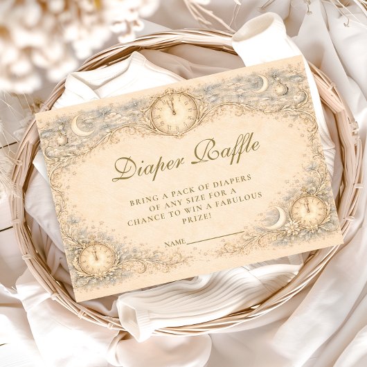ファンタジーな伝統的ベビーシャワーのおむつ抽選会 エンクロージャーカード